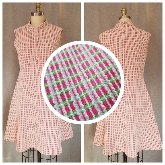 Vintage Dresses & Skirts - VTG pink & green midi dress